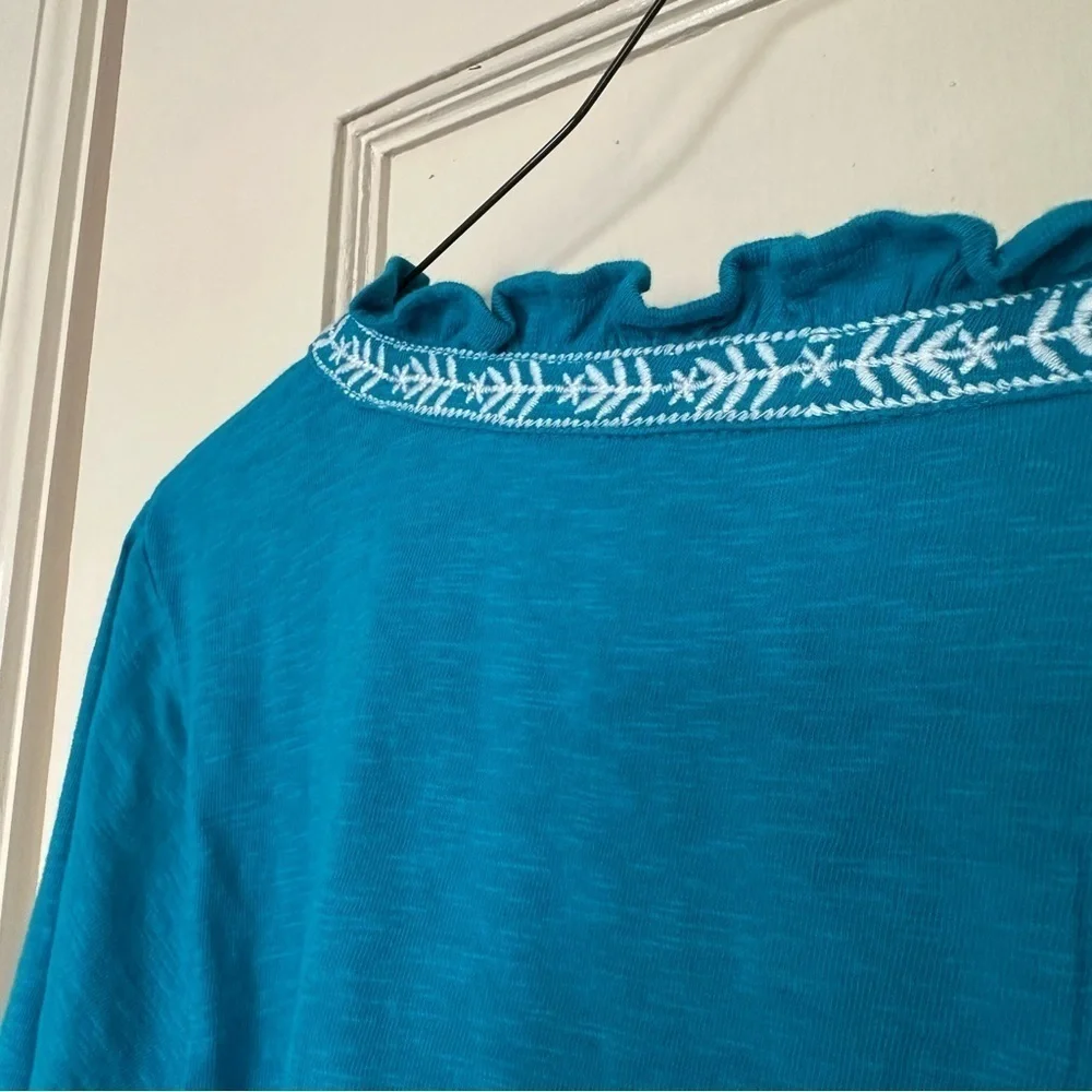 Talbots Teal Peasant Top LP